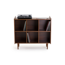 Ronda 113cm Walnut Veneer Vinyl Record Storage Unit - thumbnail 2