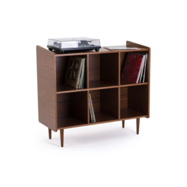 Ronda 113cm Walnut Veneer Vinyl Record Storage Unit - thumbnail 1