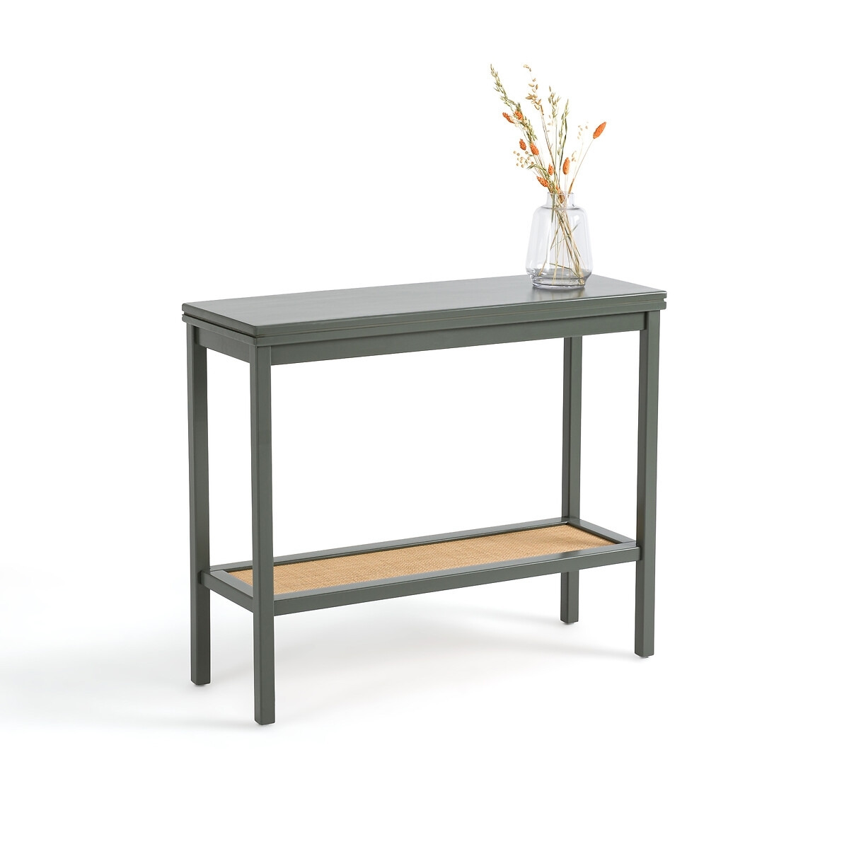 Gabin Solid Pine & Cane Double Level Console Table - image 1