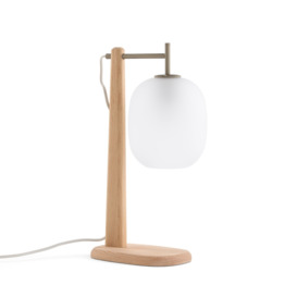 Navida Oak, Metal and Frosted Glass Table Lamp