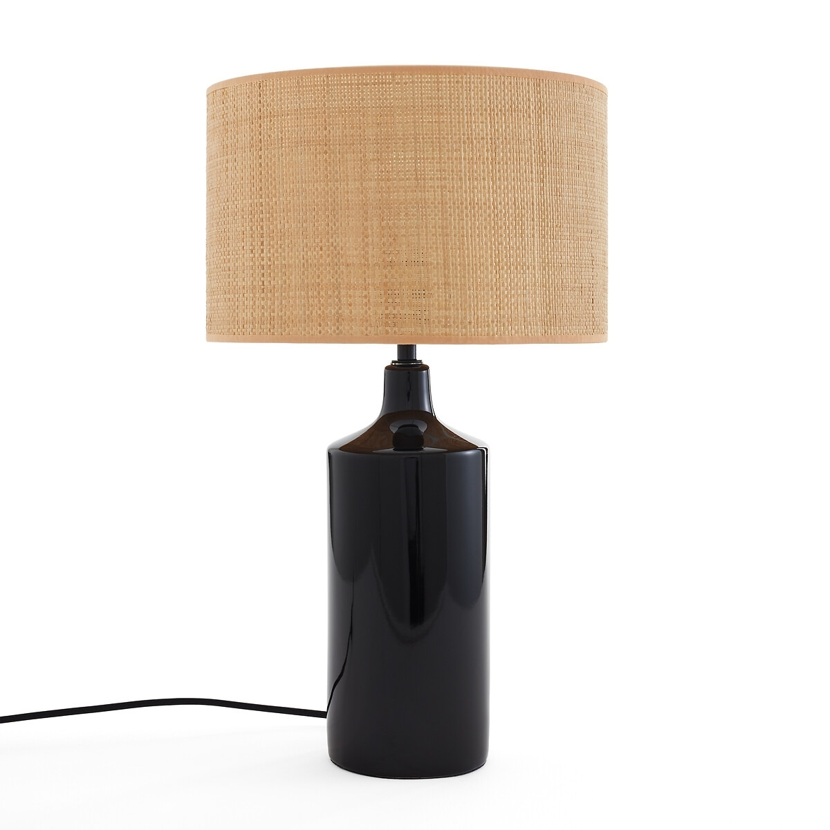 Rabano Ceramic and Raffia Table Lamp - image 1