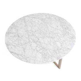 Cristeal White Marble & Metal Coffee Table - thumbnail 3