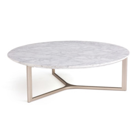 Cristeal White Marble & Metal Coffee Table - thumbnail 2