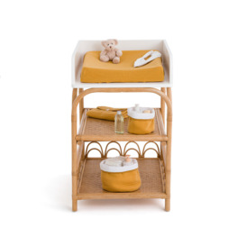 Charlie Painted Wood & Rattan Changing Table - thumbnail 2