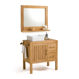 Capti 80cm Solid Teak Bathroom Mirror - thumbnail 1