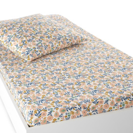 Ohara Floral 100% Cotton Percale 200 Thread Count Child's Fitted Sheet