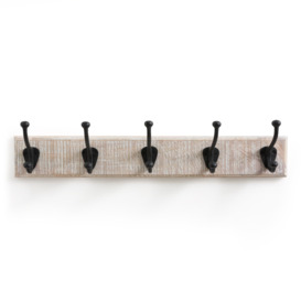 Logas Solid Mango Wood Coat Rack with 5 Metal Double Hooks - thumbnail 2