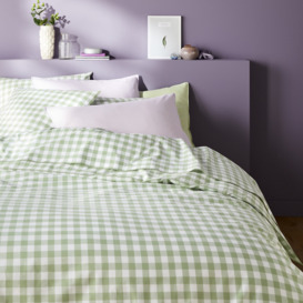 Veldi Green Gingham Check 100% Cotton Fitted Sheet - thumbnail 2