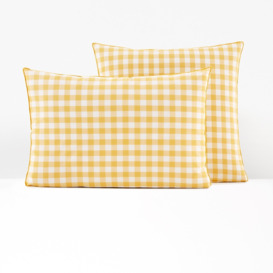 Veldi Yellow Gingham 100% Cotton Pillowcase - thumbnail 1