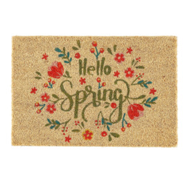 Thiam Hello Spring Floral Coconut Fibre Doormat