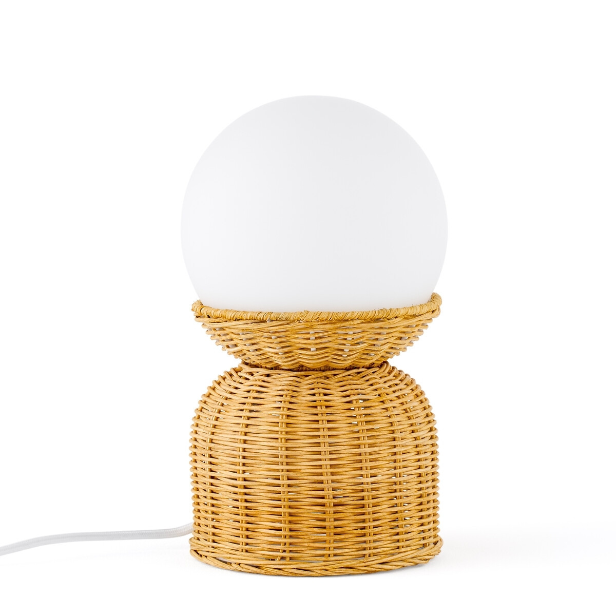 Proviny Rattan and Opaline Glass Table Lamp - image 1