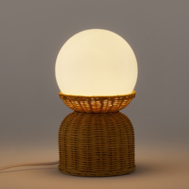Proviny Rattan and Opaline Glass Table Lamp - thumbnail 2