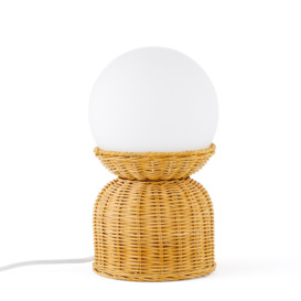 Proviny Rattan and Opaline Glass Table Lamp - thumbnail 1