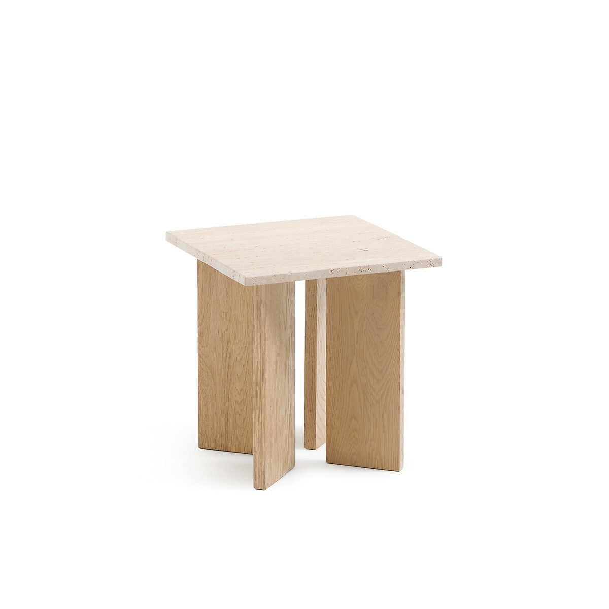 Mindo Bleached Oak & Travertine Side Table - image 1