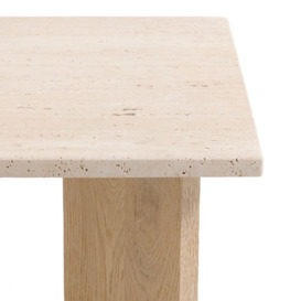 Mindo Bleached Oak & Travertine Side Table - thumbnail 3