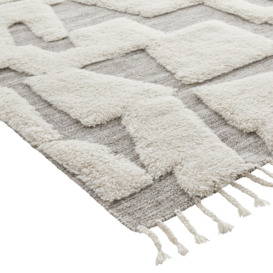 Launity Graphic Fringed Wool and Cotton Rug - thumbnail 3