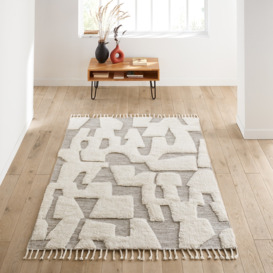 Launity Graphic Fringed Wool and Cotton Rug - thumbnail 1