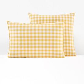 Veldi Yellow Gingham Check 100% Cotton Pillowcase - thumbnail 1