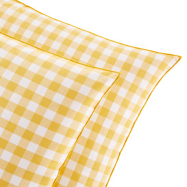 Veldi Yellow Gingham Check 100% Cotton Pillowcase - thumbnail 2