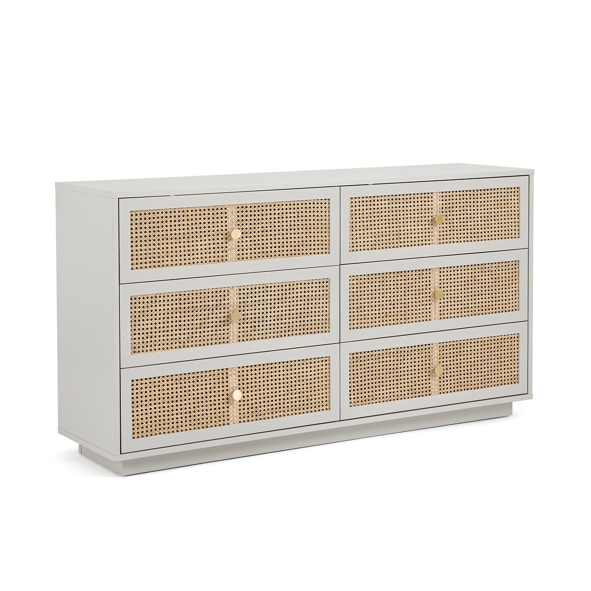 Paola Pine & Rattan Chest of 6 Drawers - image 1