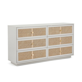 Paola Pine & Rattan Chest of 6 Drawers - thumbnail 1