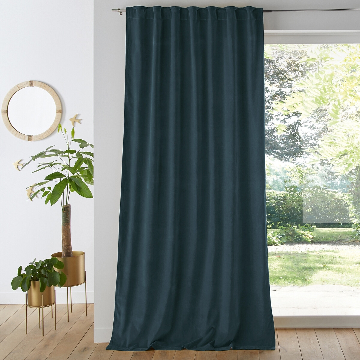 Velvet 100% Cotton Thermal Curtain with Hidden Tabs - image 1