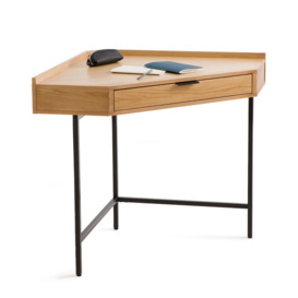 Volga Wood & Metal Corner Console Desk with 1 Drawer - thumbnail 2