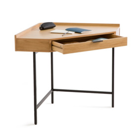 Volga Wood & Metal Corner Console Desk with 1 Drawer - thumbnail 3