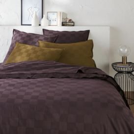 Victor Checkerboard 100% Washed Cotton Satin 300 Thread Count Duvet Cover
