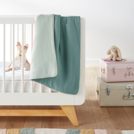 Kumla Two-Tone 100% Cotton Muslin Baby Blanket