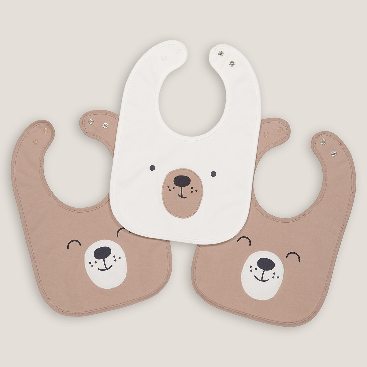 Pack of 3 Bibs in Cotton Jersey Towelling with Teddy Bear Design - image 1