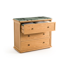 Ajulne Oak & Marble Chest of 3 Drawers - thumbnail 2