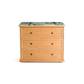 Ajulne Oak & Marble Chest of 3 Drawers - thumbnail 1