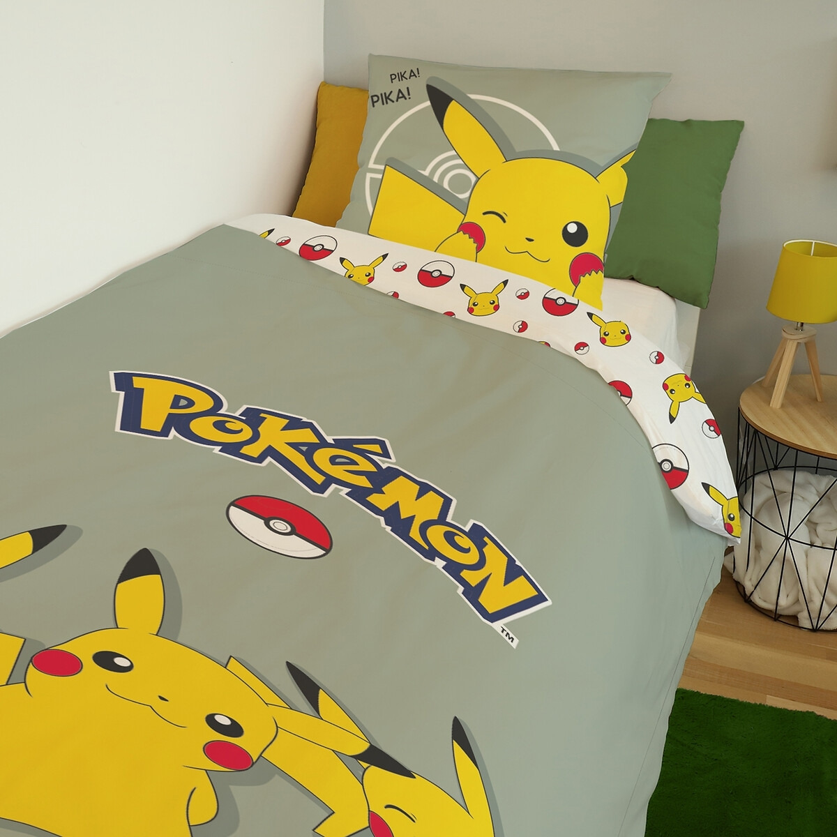 Pokémon Trio Fun Khaki 100% Cotton Bed Set - image 1