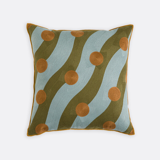Touma Embroidered Linen/Cotton Square Cushion Cover 45x45cm - image 1