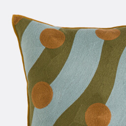 Touma Embroidered Linen/Cotton Square Cushion Cover 45x45cm - thumbnail 3
