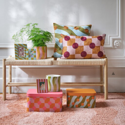 Touma Embroidered Linen/Cotton Square Cushion Cover 45x45cm - thumbnail 2