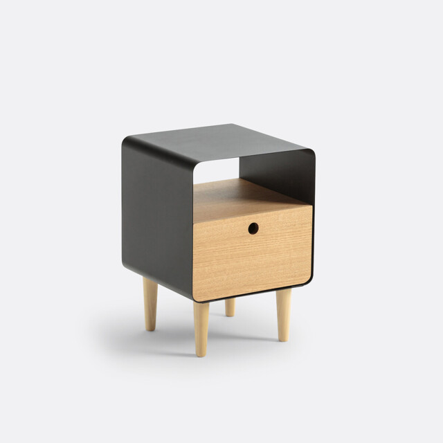 Joris Bedside Table in Ash Veneer and Metal - image 1