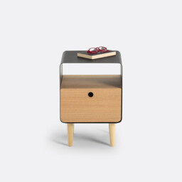 Joris Bedside Table in Ash Veneer and Metal - thumbnail 3