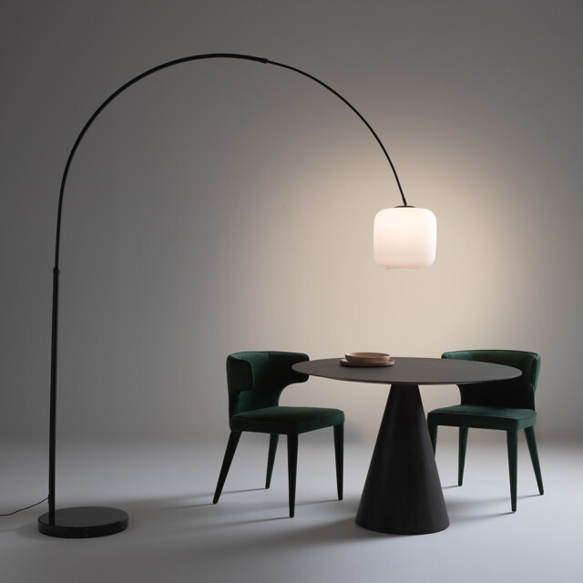 Elita Marble & Opaline Arch Floor Lamp - image 1