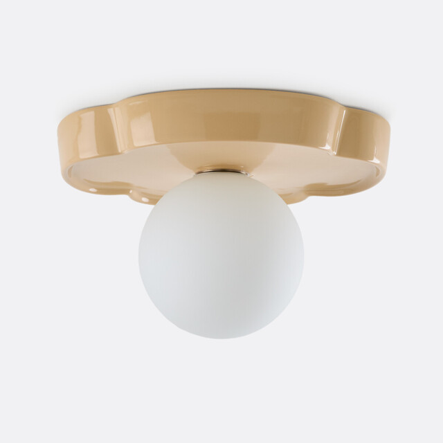 Holi Flower-Shaped Ceramic and Opaline Glass Ceiling Light Or Wall Light, Diameter 30.3cm - image 1