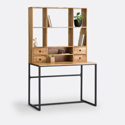 Hiba Riser Desk in Metal and Oak Veneer