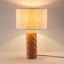 Dehen Ceramic and Linen Table Lamp - thumbnail 3