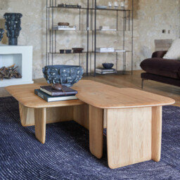 Iloss Large Curved Solid Oak Coffee Table - thumbnail 2