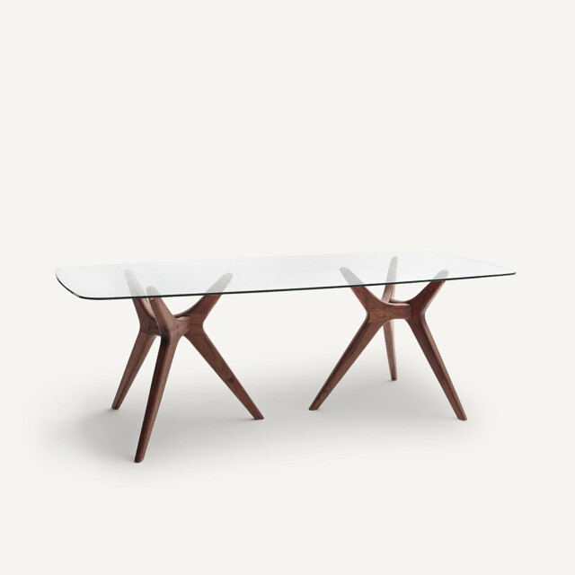 Marcielo Glass and Walnut Rectangular Table - image 1