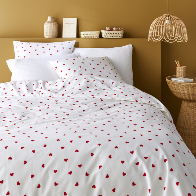 Scacco Red Duvet Cover Set in 50% Recycled Cotton with Square Pillowcases - image 1