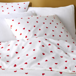 Scacco Red Duvet Cover Set in 50% Recycled Cotton with Square Pillowcases - thumbnail 2