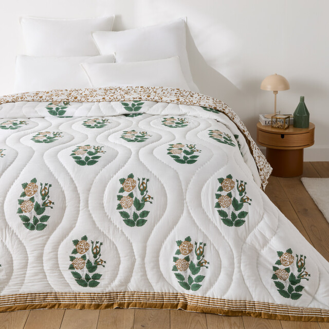 Japali Block Print Cotton Voile Quilted Bedspread - image 1