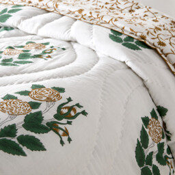 Japali Block Print Cotton Voile Quilted Bedspread - thumbnail 4
