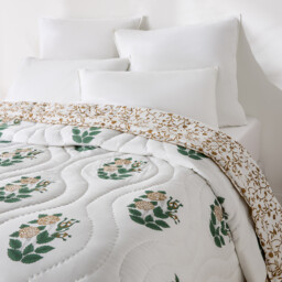 Japali Block Print Cotton Voile Quilted Bedspread - thumbnail 3